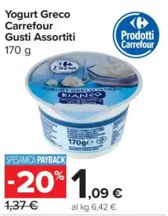 Carrefour Express Yogurt Greco Carrefour Gusti Assortiti offerta