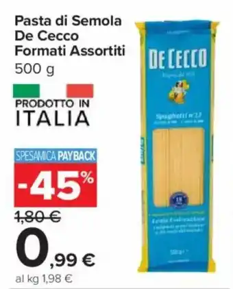 Carrefour Express Pasta di Semola De Cecco Formati Assortiti offerta