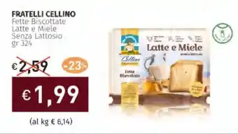 Prezzemolo e Vitale FRATELLI CELLINO Fette Biscottate Latte e Miele Senza Lattosio offerta