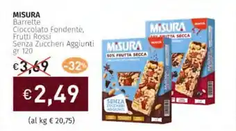 Prezzemolo e Vitale MISURA Barrette Cioccolato Fondente, Frutti Rossi Senza Zuccheri Aggiunti offerta