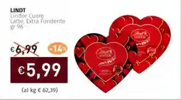 Prezzemolo e Vitale LINDT Lindor Cuore Latte, Extra Fondente offerta