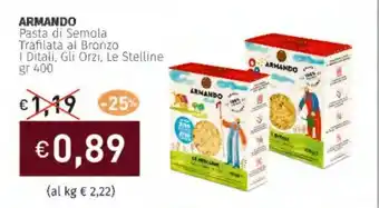 Prezzemolo e Vitale ARMANDO Pasta di Semola Trafilata al Bronzo I Ditali, Gli Orzi, Le Stelline offerta