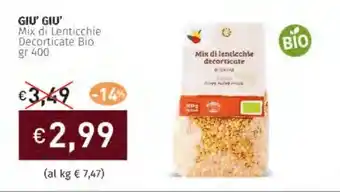 Prezzemolo e Vitale GIU' GIU' Mix di Lenticchie Decorticate Bio offerta