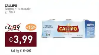 Prezzemolo e Vitale CALLIPO Tonno al Naturale offerta