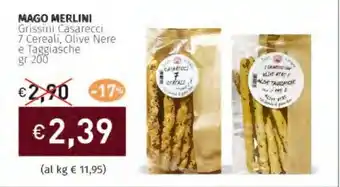 Prezzemolo e Vitale MAGO MERLINI Grissini Casarecci 7 Cereali, Olive Nere e Taggiasche offerta