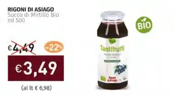 Prezzemolo e Vitale RIGONI DI ASIAGO Succo di Mirtillo Bio offerta