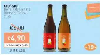 Prezzemolo e Vitale GIU' GIU' Birra Artigianale Bionda, Rossa offerta