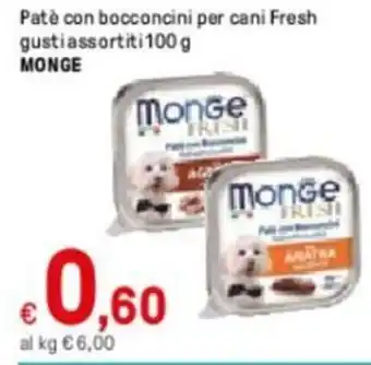 Monge Patè con Bocconcini per Cani Fresh Gusti Assortiti 100g