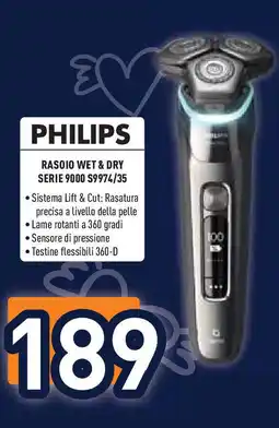 Unieuro PHILIPS Rasoio wet & dry serie 9000 offerta