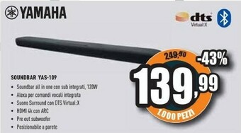 Unieuro Yas-109 2.1 canali 120 w nero offerta