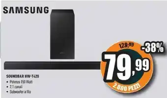 Unieuro Hw-t420 altoparlante soundbar 2.1 canali 150 w nero offerta