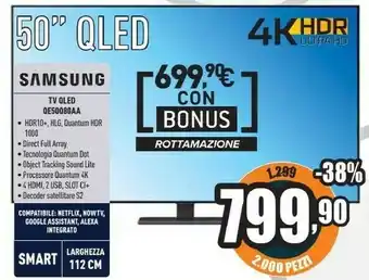 Unieuro Series 8 qe50q80aat 127 cm (50") 4k ultra hd smart tv wi-fi nero offerta