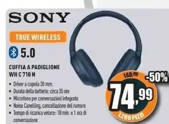 Unieuro Cuffia a padiglione wh c 710 n offerta