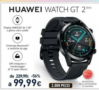 Unieuro Watch gt 2 3,53 cm (1.39") 46 mm amoled nero gps (satellitare) offerta