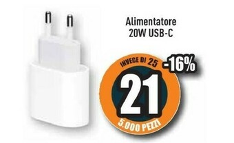 Unieuro Alimentatore usb-c da 20w offerta