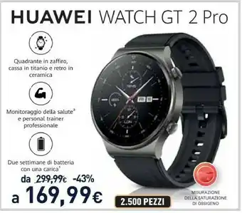 Unieuro Watch gt 2 pro 3,53 cm (1.39") amoled nero gps (satellitare) offerta