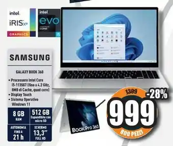 Unieuro Galaxy book 360 8gb 512gb offerta