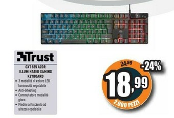 Unieuro Trust gxt 835 azor tastiera usb tedesco nero offerta