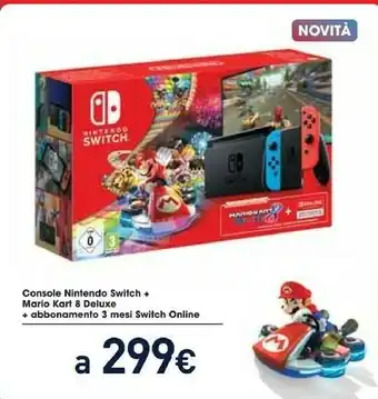 Unieuro Console switch + mario kart 8 deluxe + abbonamento 3 mesi switch online offerta