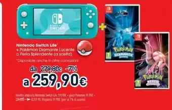 Unieuro Switch lite + pokemon diamante lucente offerta