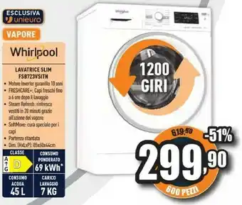 Unieuro Lavatrice slim fsb723vsitn offerta