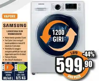 Unieuro Lavasciuga slim wd8nk52e0zw offerta