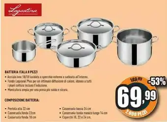 Unieuro Itala - batteria acciaio 8 pz offerta
