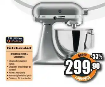 Unieuro 5ksm95psecu robot da cucina 4,3 l argento 275 w offerta