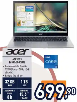 Unieuro ACER Aspire 3 (a315-59-73ht) offerta