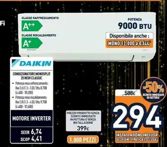 Unieuro Condizionatore monosplit 25 new classic offerta