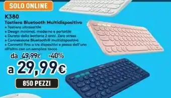 Unieuro K380 tastiera bluetooth bianco offerta