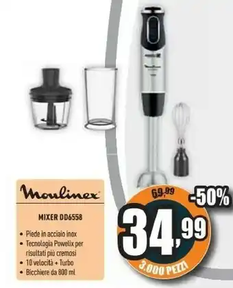 Unieuro Dd6558 quickchef 3in1 mixer ad immersione, tecnologia powelix, 3 accessori, 1000 w, inossidabile, 10 velocità, acciaio/ner offerta