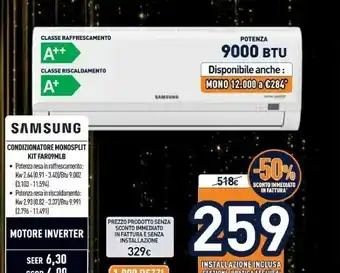 Unieuro Condizionatore monosplit kit faro9mlb offerta