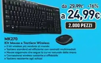 Unieuro Logitech mk270 tastiera rf wireless nero offerta