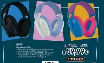 Unieuro G g435 auricolare wireless a padiglione giocare bluetooth nero, giallo offerta