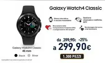 Unieuro Galaxy watch4 classic 3,56 cm (1.4") 46 mm samoled nero gps (satellitare) offerta