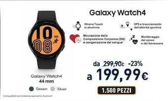 Unieuro Galaxy watch4 3,56 cm (1.4") 44 mm samoled nero gps (satellitare) offerta