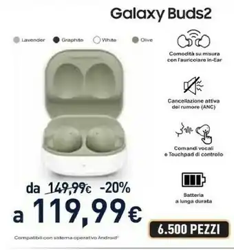 Unieuro Galaxy buds2 cuffie portatile bluetooth oliva offerta
