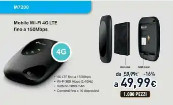 Unieuro M7200 apparecchiature di rete wireless cellulare offerta