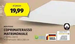 ALDI Novitesse coprimaterasso matrimoniale offerta