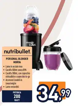 Unieuro NUTRIBULLET Personal blender mbr06 offerta