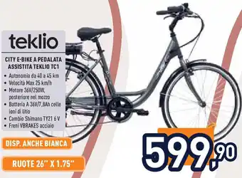 Unieuro TEKLIO City e-bike a pedalata assistita teklio tc1 offerta