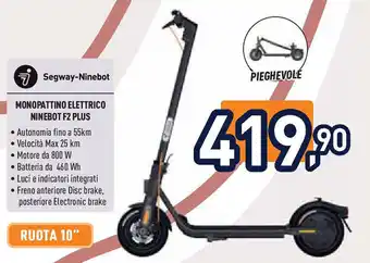 Unieuro SEGWAY-NINEBOT Monopattino elettrico ninebot f2 plus offerta