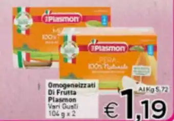 Crai Plasmon Omogeneizzati Di Frutta 104g x 2 offerta