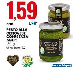 Eurospin Pesto alla genovese con/senza aglio AMO ESSERE eccellente offerta