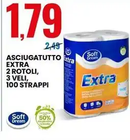 Eurospin Soft Dream Asciugatutto extra extra 2 rotoli, 3 veli offerta