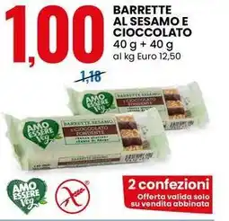 Eurospin AMO ESSERE Veg Barrette al sesamo e cioccolato offerta