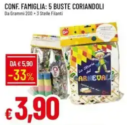 Galassia Conf. famiglia: 5 buste coriandoli Da Grammi 200+ 3 Stelle Filanti offerta