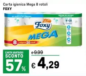 Iper La Grande Carta igienica Mega 8 rotoli FOXY offerta