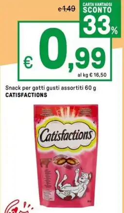 Iper La Grande Snack per gatti gusti assortiti CATISFACTIONS offerta